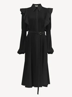 Robes-Chloé Robe Chemise Volantee Noir