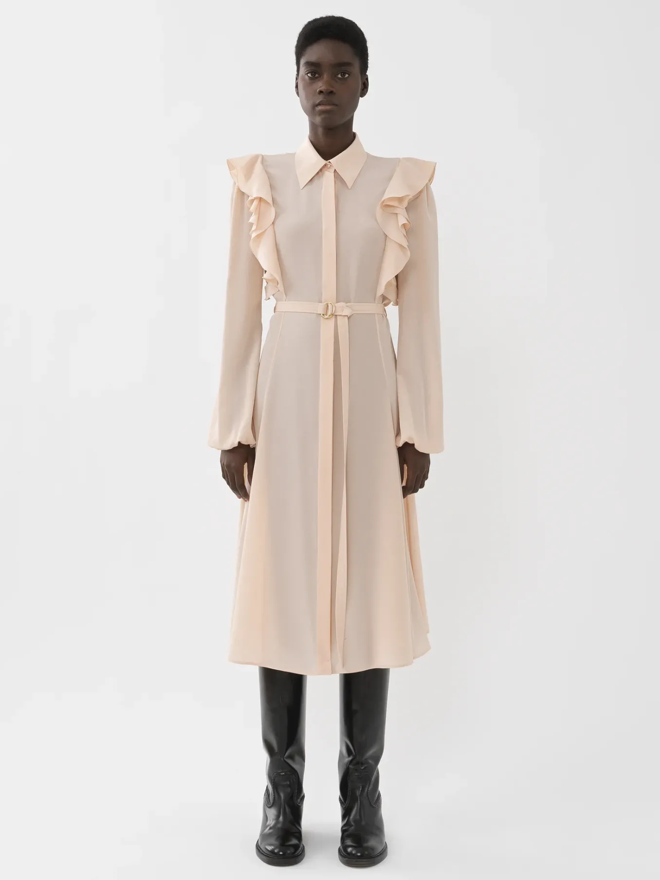 Robes-Chloé Robe Chemise Volantee Pansy Pink