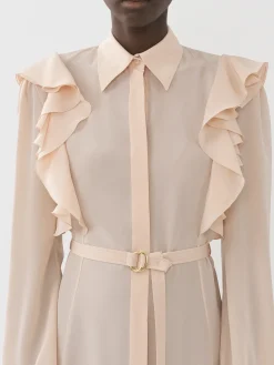 Robes-Chloé Robe Chemise Volantee Pansy Pink