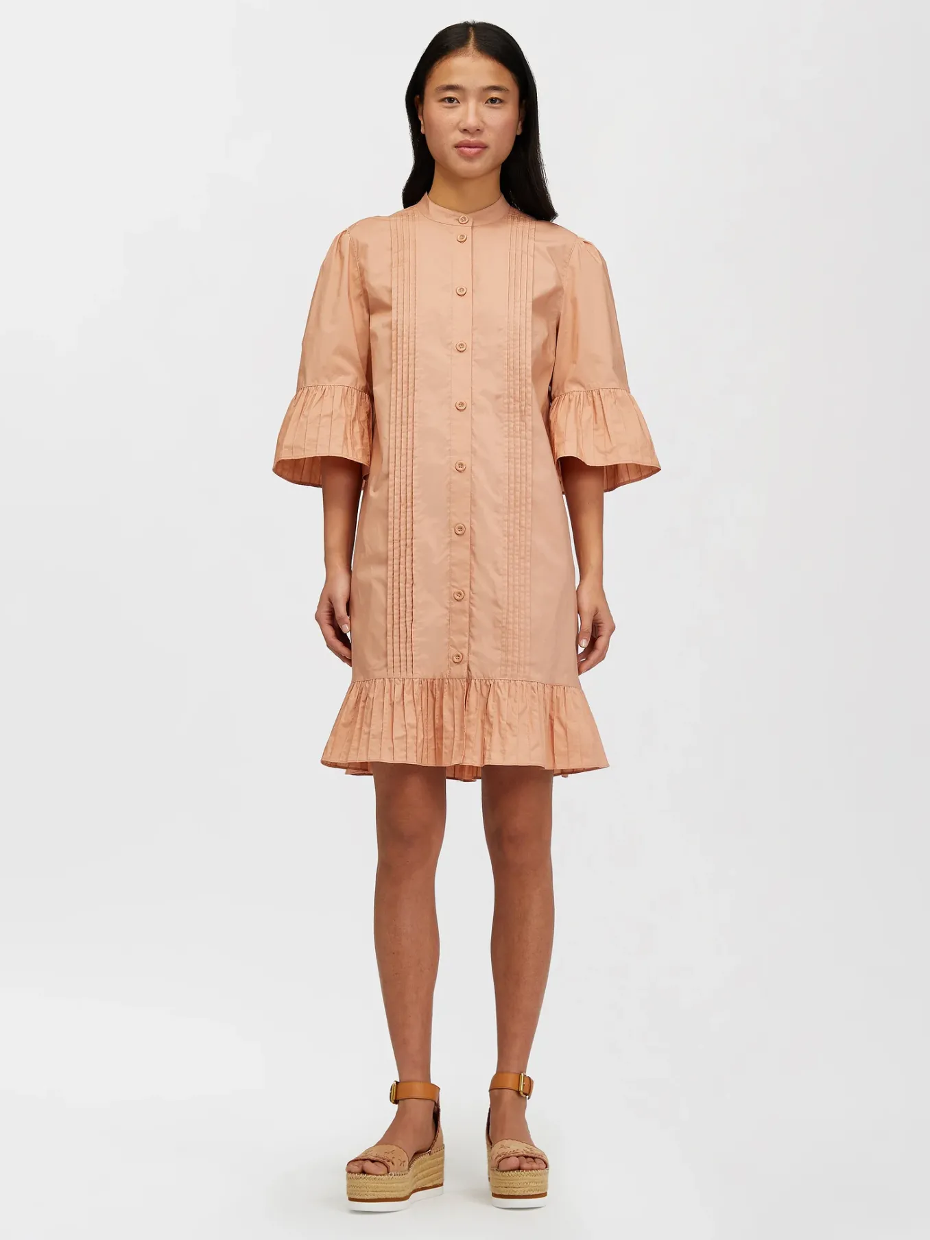 Vêtements-Chloé Robe Chemise Volantee Dusty Coral