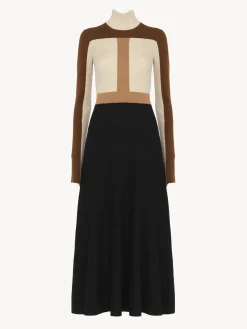 Robes-Chloé Robe Longue Col Montant Multicolor Brown 1