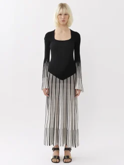 Robes-Chloé Robe Longue Evasee Noir
