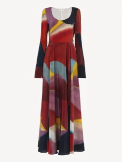 Robes-Chloé Robe Longue Evasee Caroline Denervaud Pour Chloe Multicolor 1