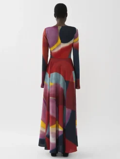 Robes-Chloé Robe Longue Evasee Caroline Denervaud Pour Chloe Multicolor 1