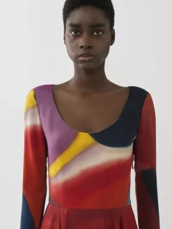 Robes-Chloé Robe Longue Evasee Caroline Denervaud Pour Chloe Multicolor 1