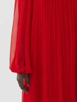Robes-Chloé Robe Longue Plissee Rising Red
