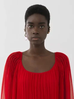 Robes-Chloé Robe Longue Plissee Rising Red