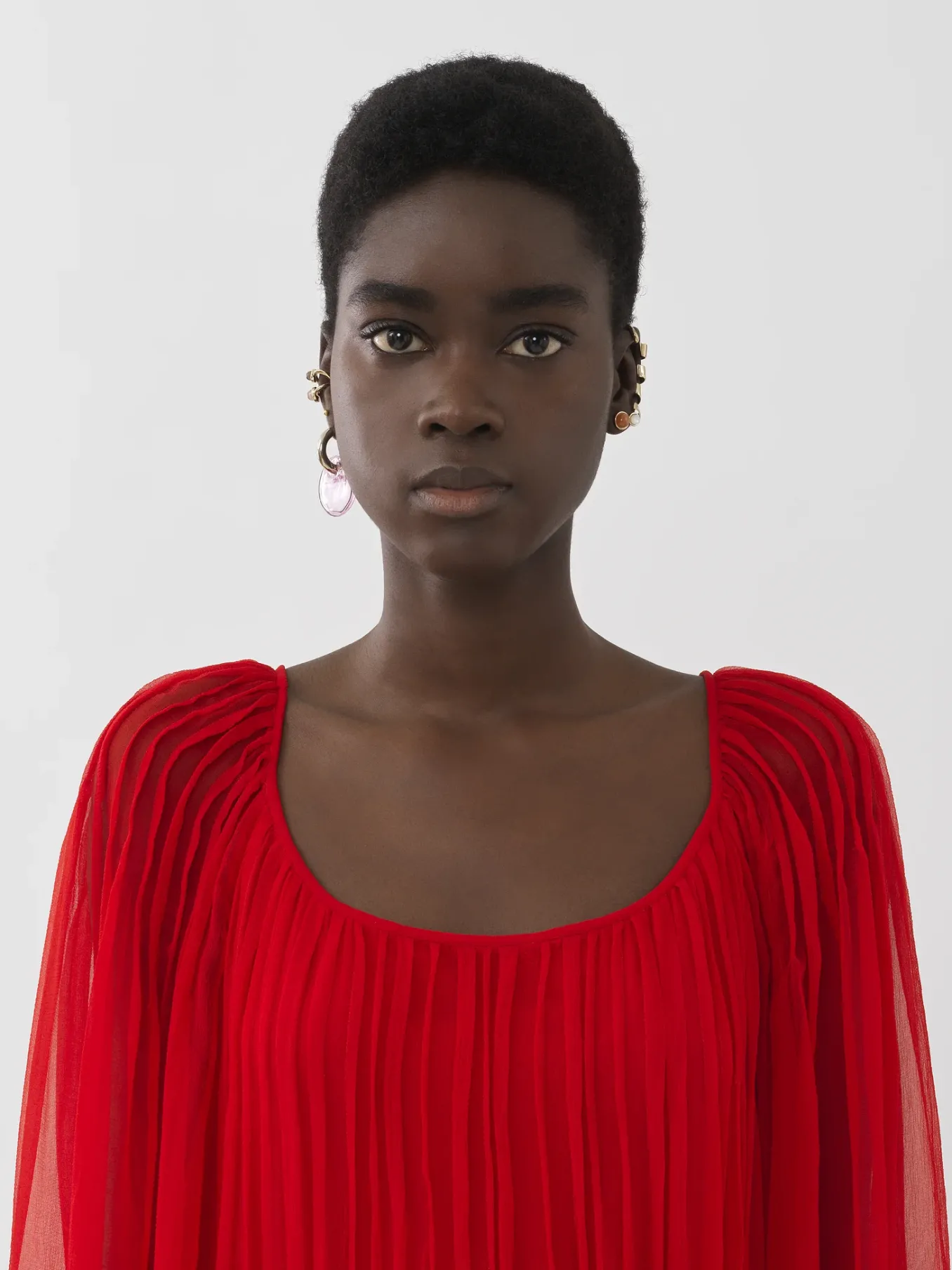 Robes-Chloé Robe Longue Plissee Rising Red