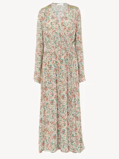 Vêtements-Chloé Robe Longue Portefeuille A Smocks Multicolor 1