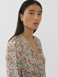 Vêtements-Chloé Robe Longue Portefeuille A Smocks Multicolor 1