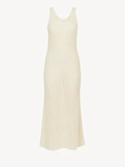 Robes-Chloé Robe Longue Sans Manches White Powder