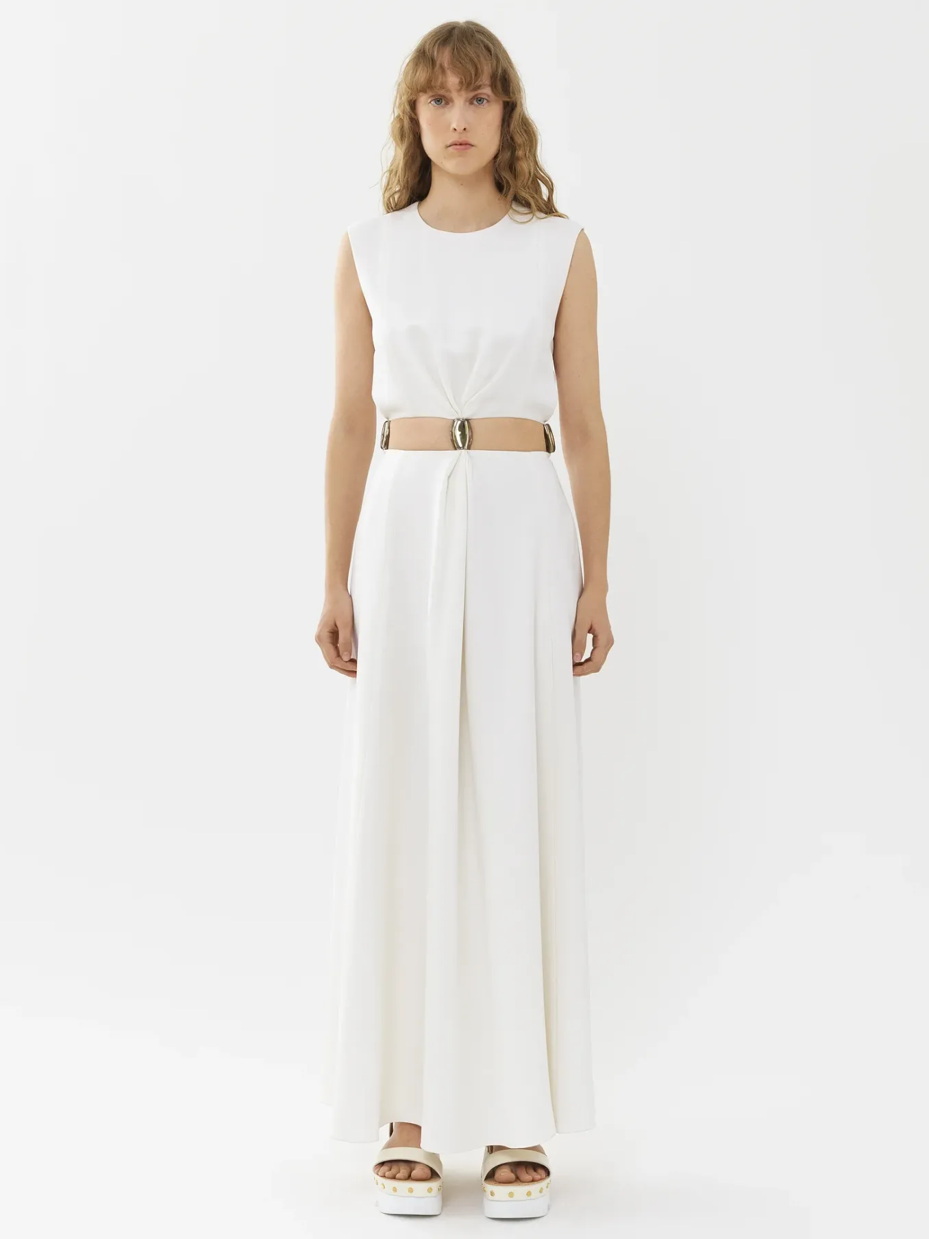 Robes-Chloé Robe Longue Sans Manches Blanc