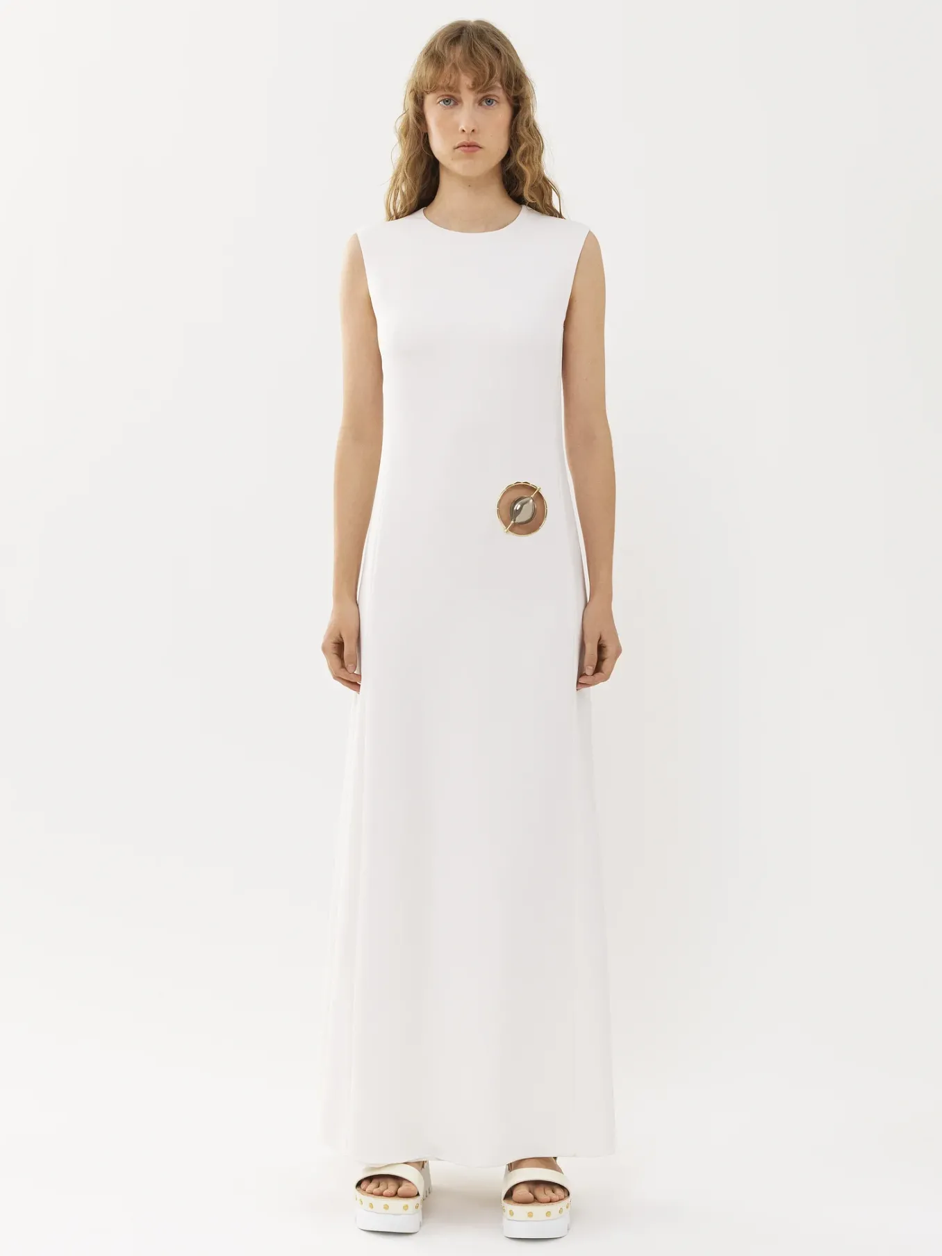 Robes-Chloé Robe Longue Sans Manches Blanc