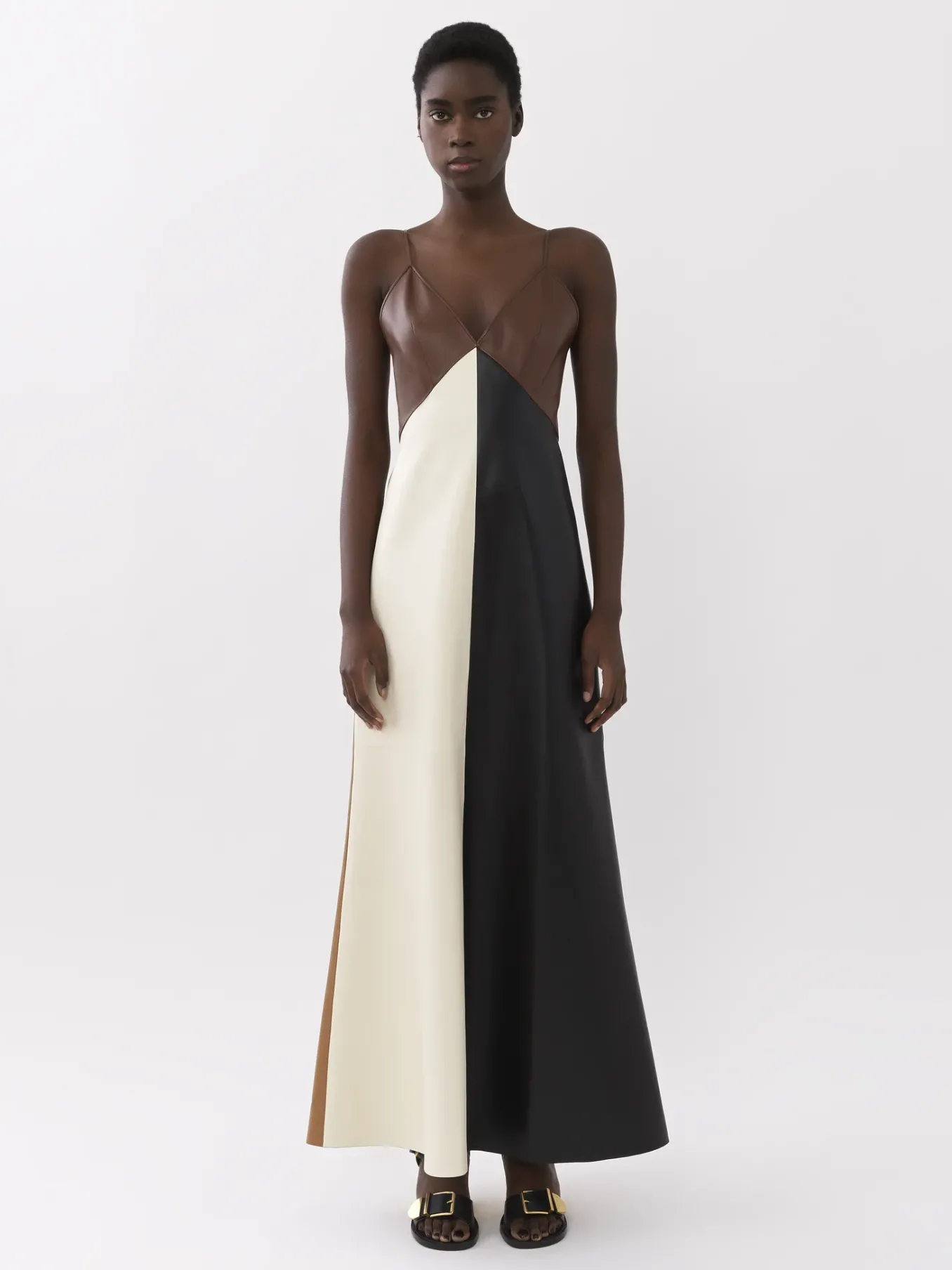 Robes-Chloé Robe Longue Style Lingerie Multicolor Brown 1