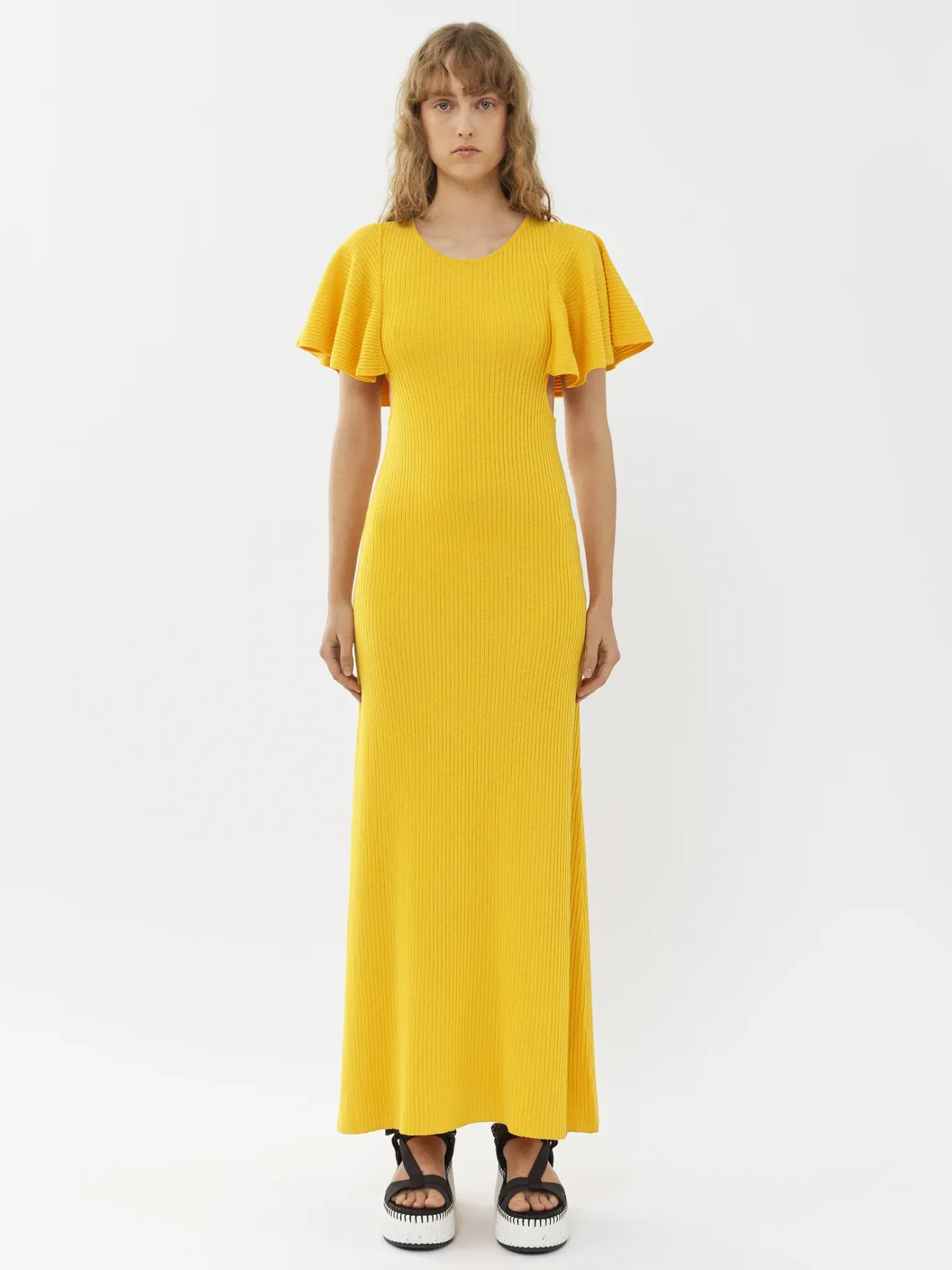 Robes-Chloé Robe Longue Volantee Truly Yellow
