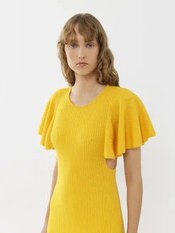 Robes-Chloé Robe Longue Volantee Truly Yellow