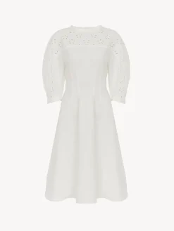 Robes-Chloé Robe Longueur Genou Manches Ballon Iconic Milk