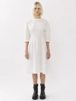 Robes-Chloé Robe Longueur Genou Manches Ballon Iconic Milk