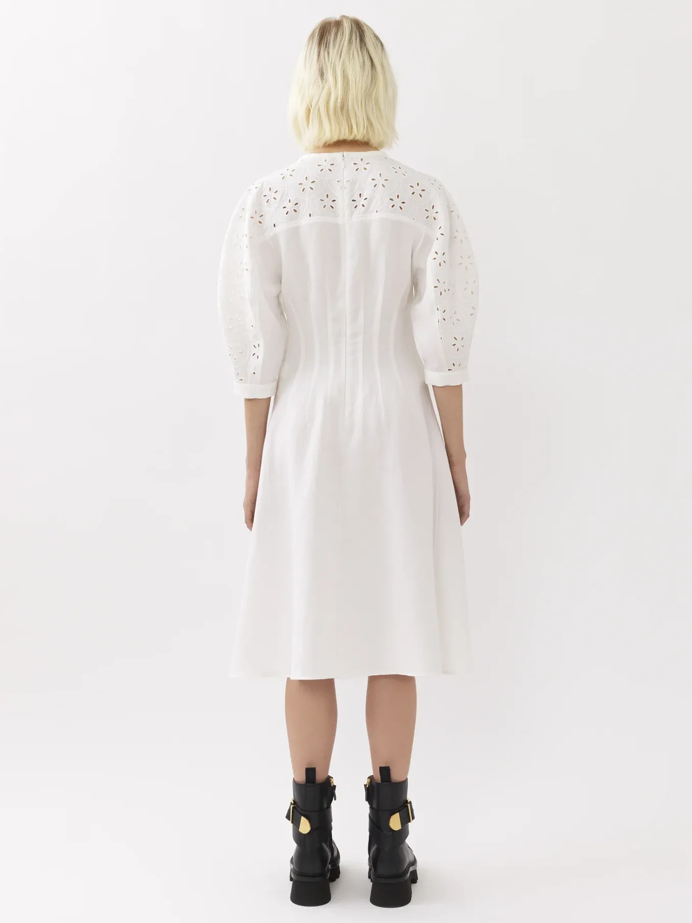 Robes-Chloé Robe Longueur Genou Manches Ballon Iconic Milk