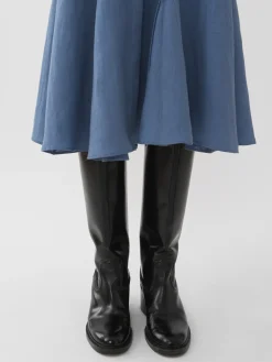 Robes-Chloé Robe Longueur Genou Nervuree Pure Blue