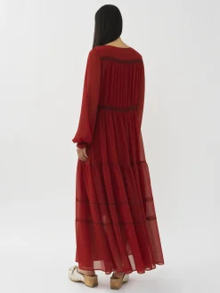 Vêtements-Chloé Robe Maxi A Superpositions Red Ochre