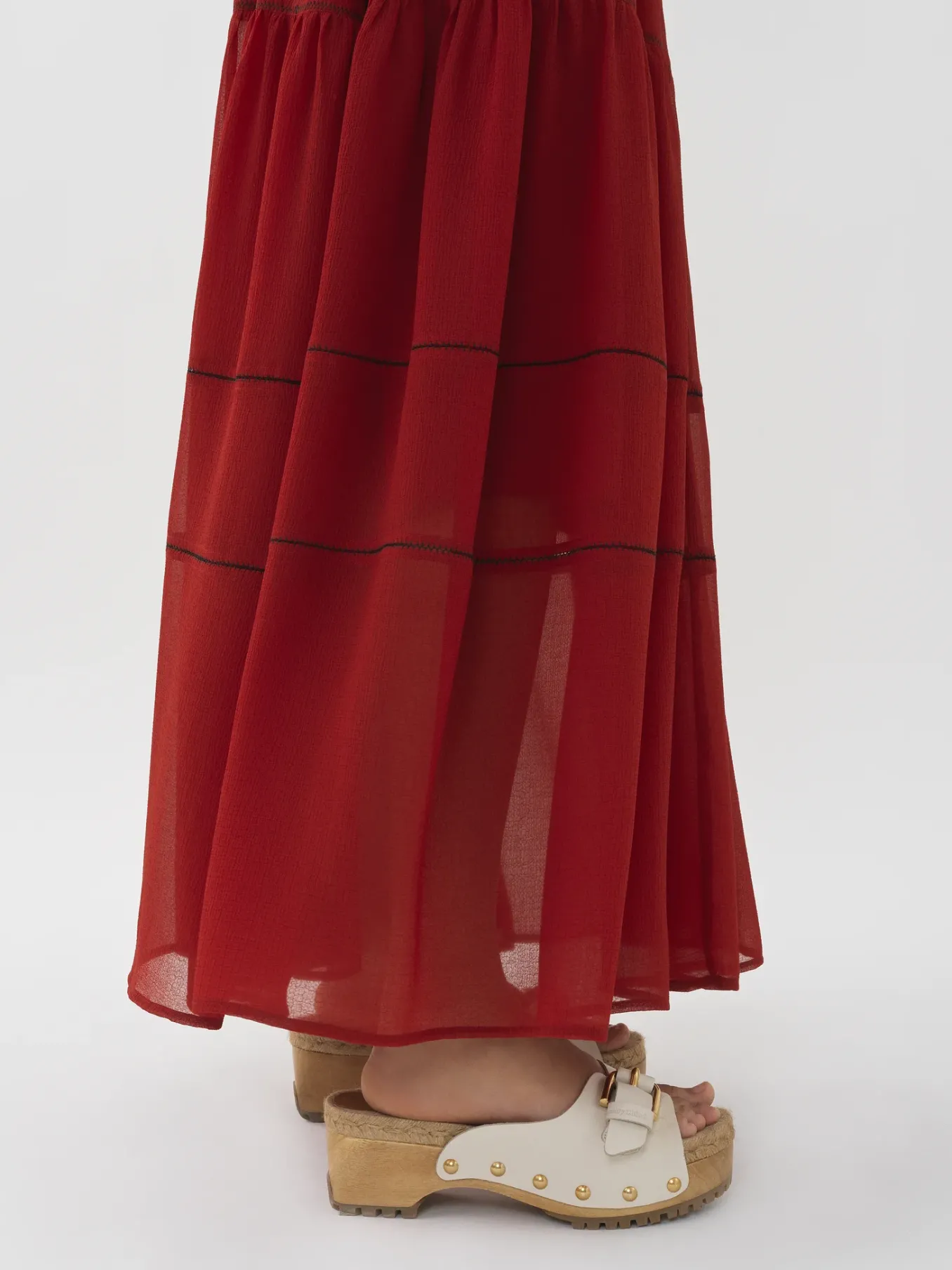 Vêtements-Chloé Robe Maxi A Superpositions Red Ochre