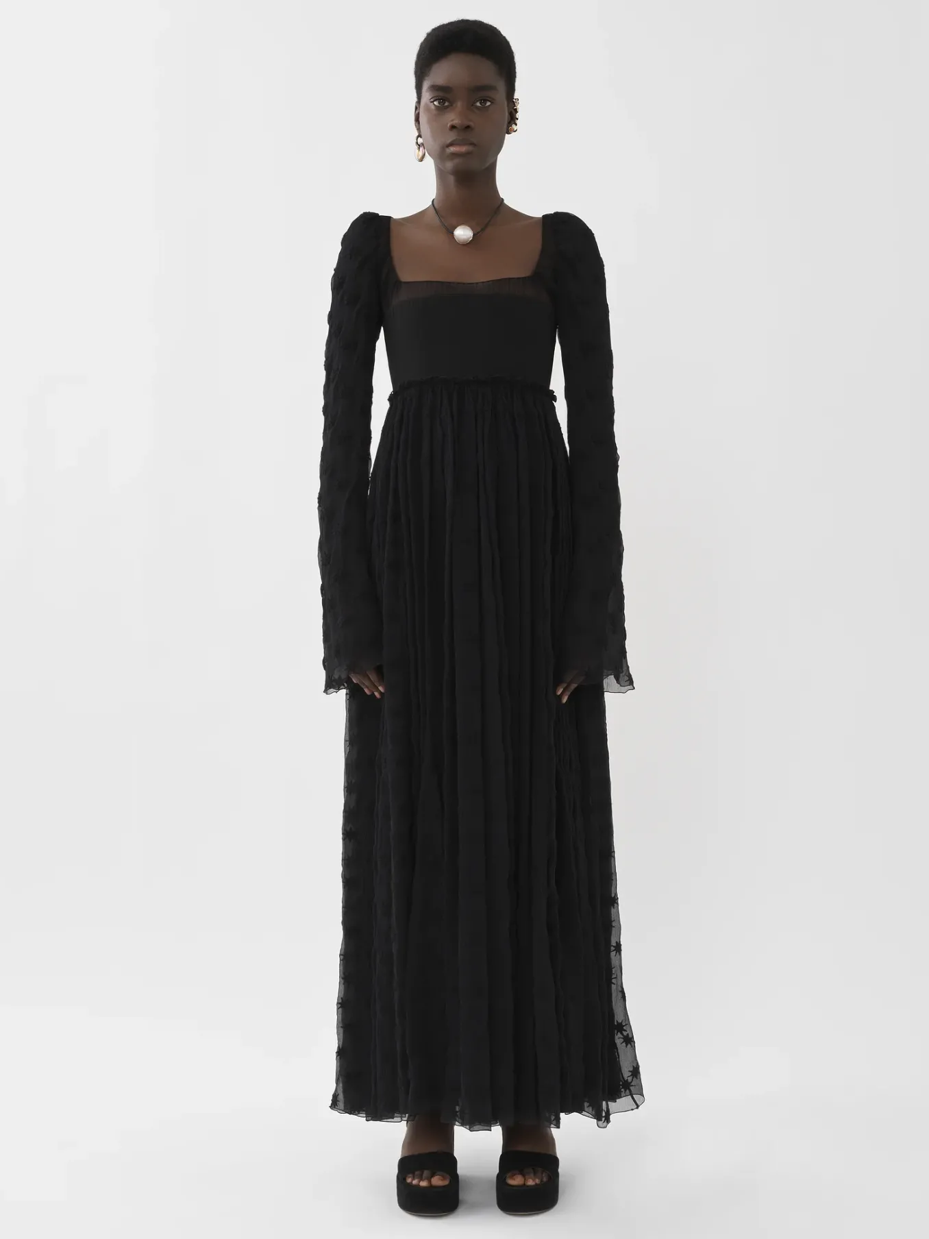 Robes-Chloé Robe Maxi Empire Noir