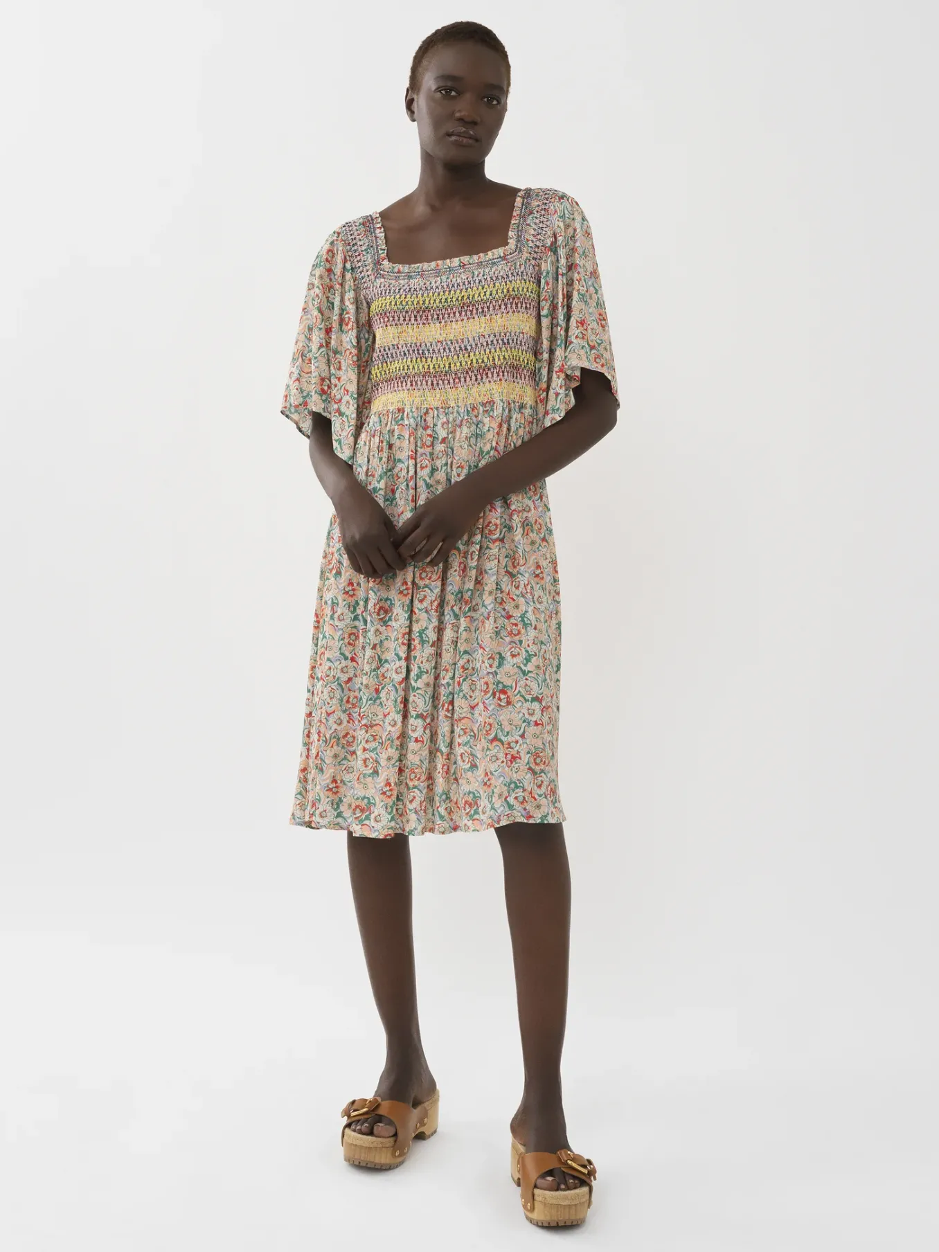 Vêtements-Chloé Robe Midi A Smocks Multicolor 1