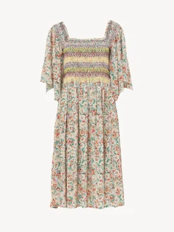 Vêtements-Chloé Robe Midi A Smocks Multicolor 1
