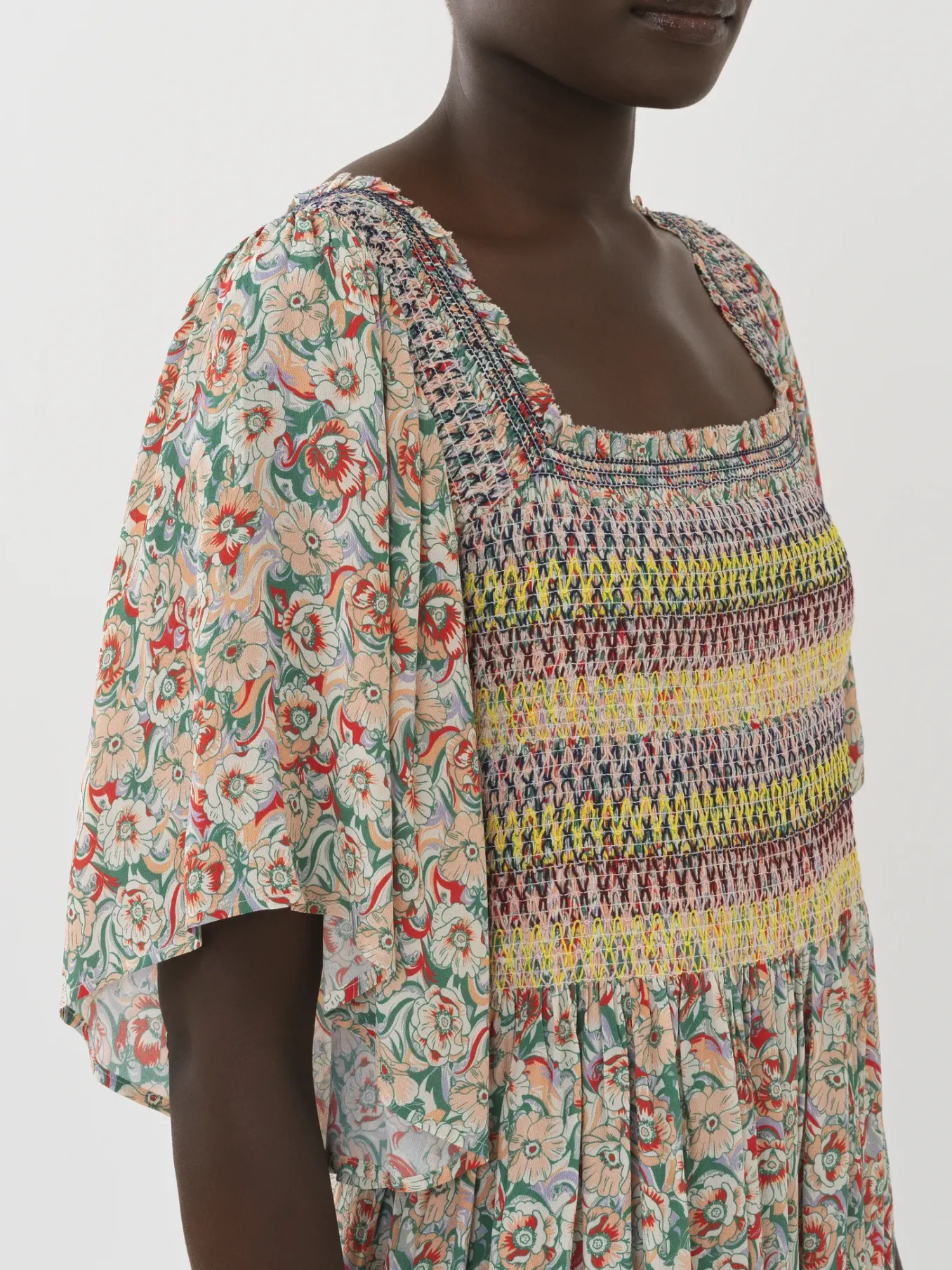 Vêtements-Chloé Robe Midi A Smocks Multicolor 1