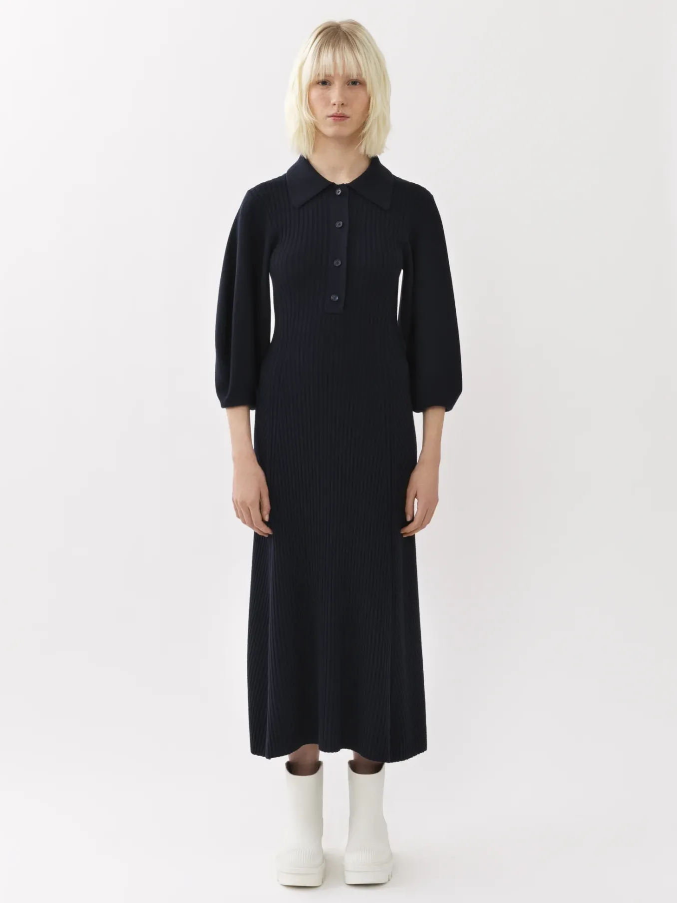Robes-Chloé Robe Midi Col Polo Iconic Navy