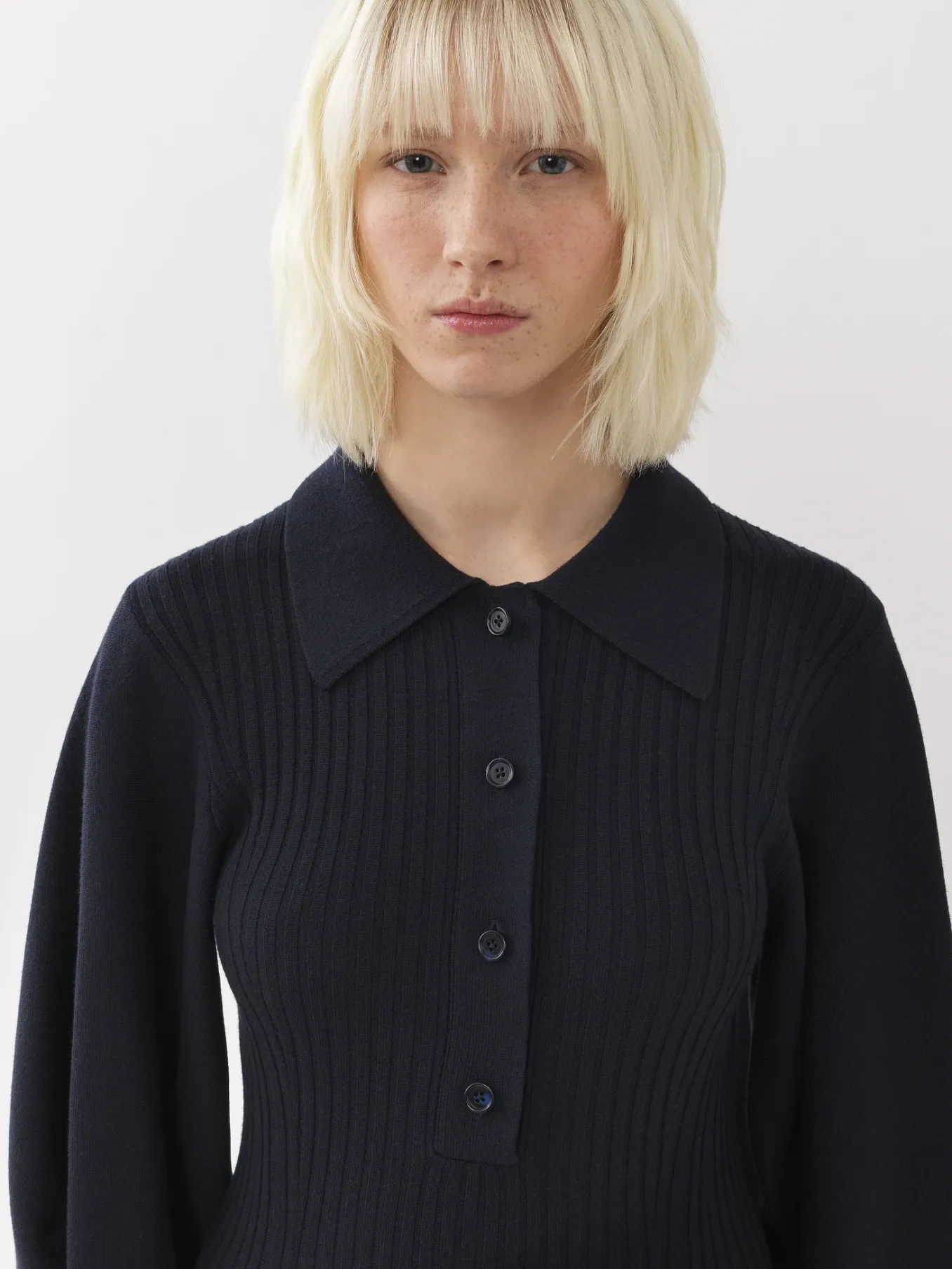 Robes-Chloé Robe Midi Col Polo Iconic Navy