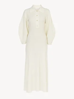 Robes-Chloé Robe Midi Col Polo Iconic Milk