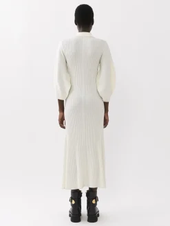 Robes-Chloé Robe Midi Col Polo Iconic Milk