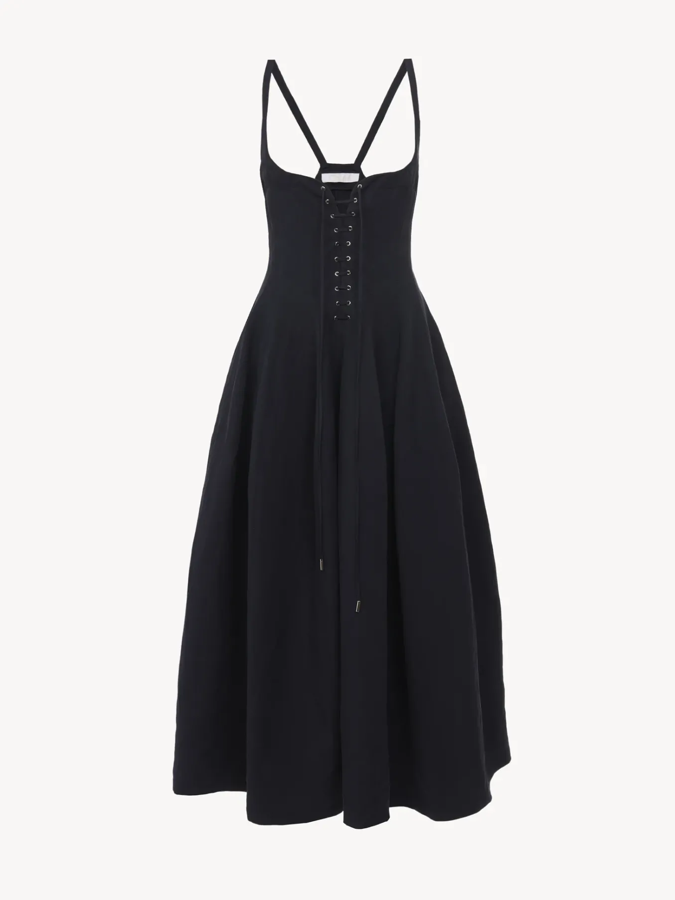 Robes-Chloé Robe Midi Evasee A Lacets Ink Navy