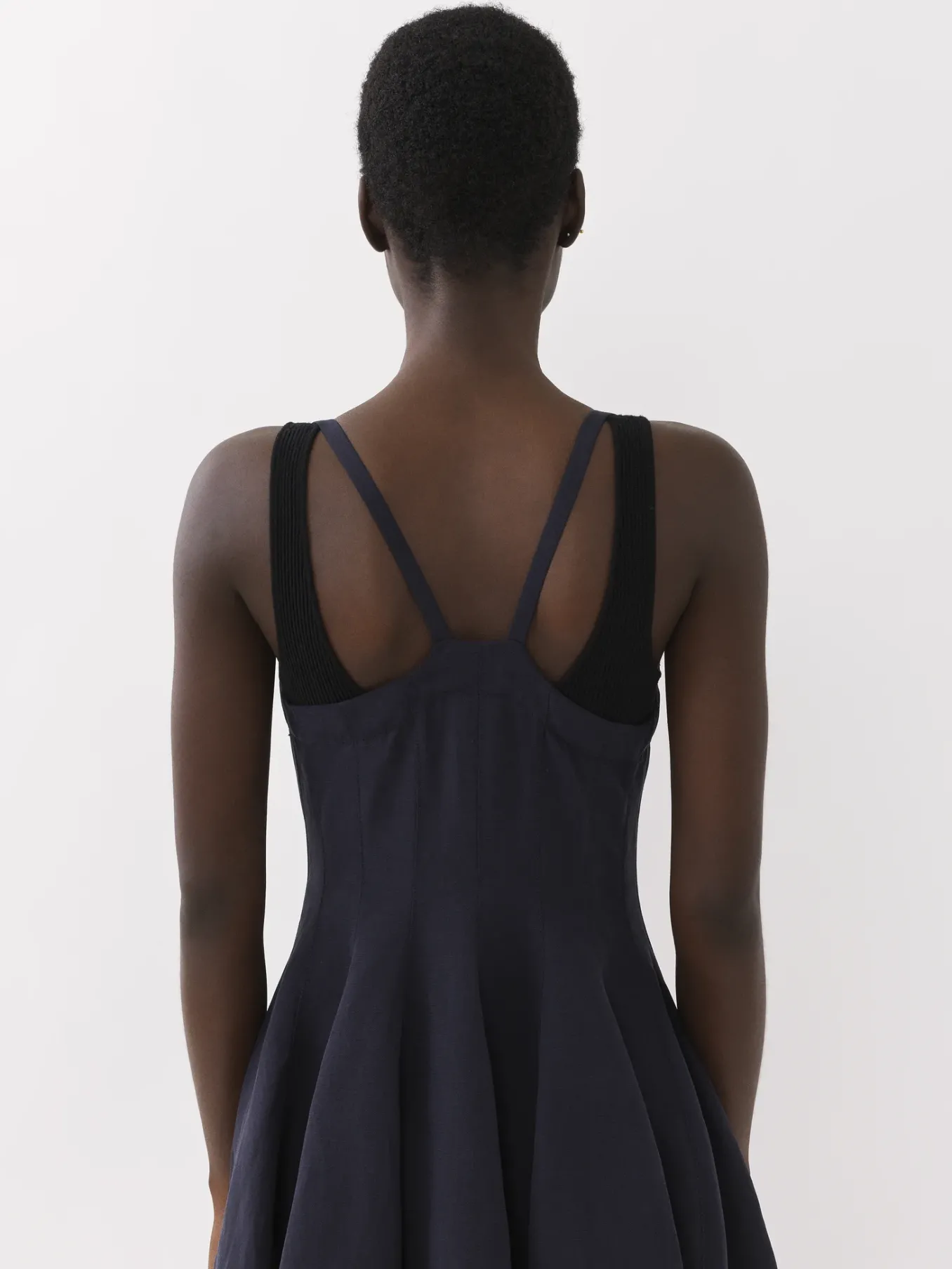 Robes-Chloé Robe Midi Evasee A Lacets Ink Navy