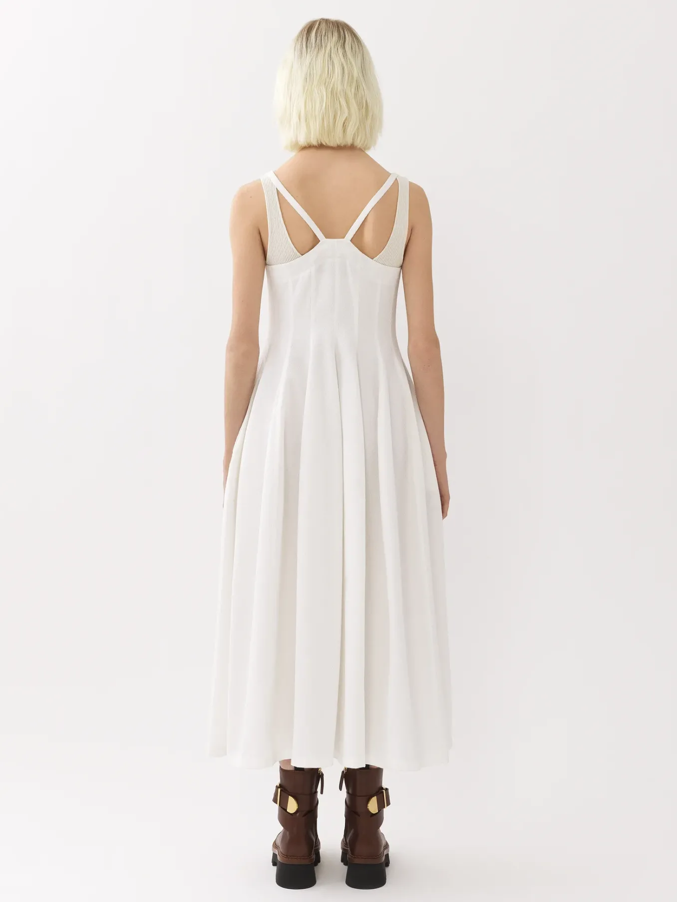 Robes-Chloé Robe Midi Evasee A Lacets Iconic Milk