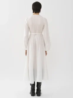 Robes-Chloé Robe Midi Nervuree Iconic Milk