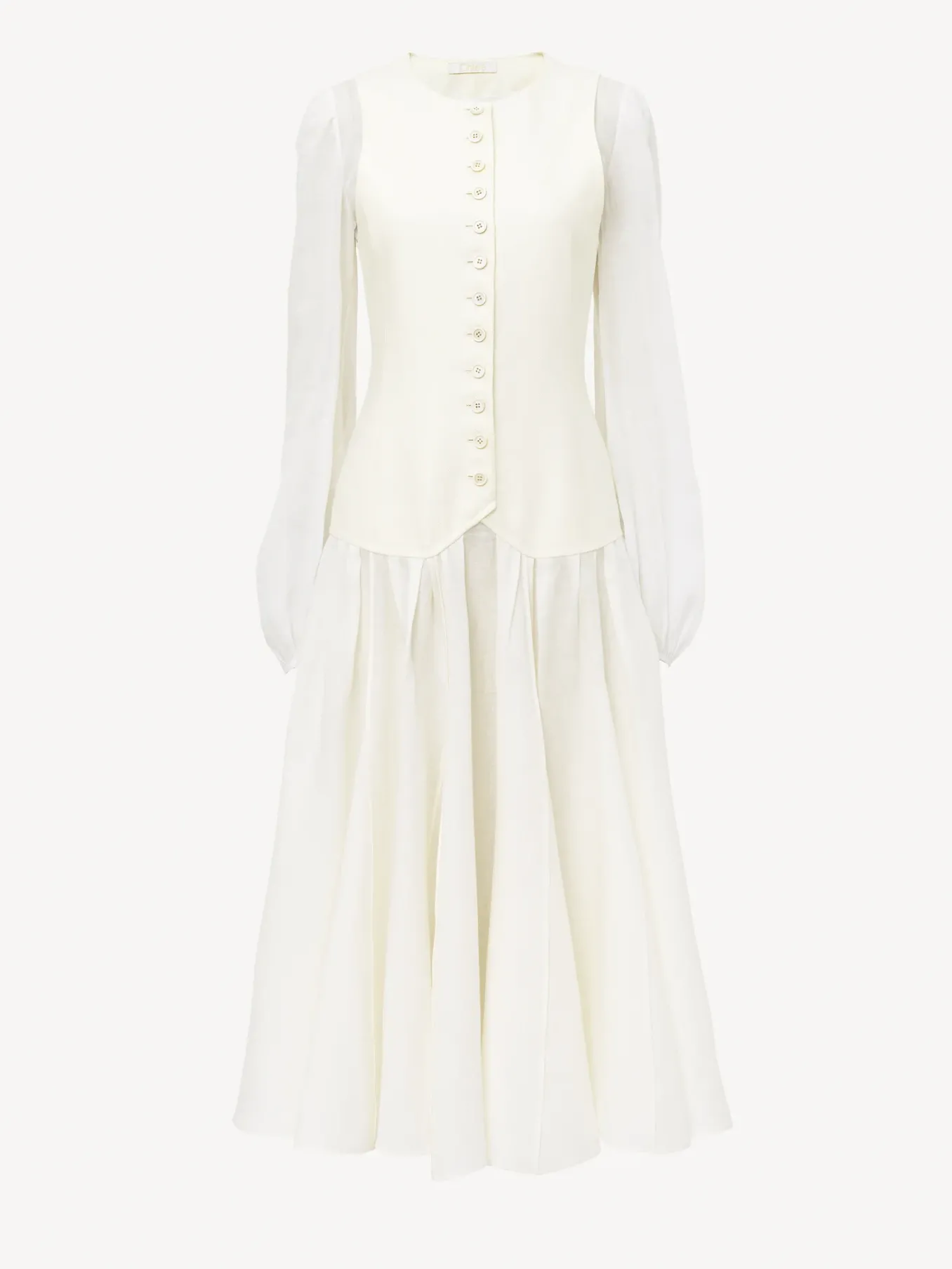 Robes-Chloé Robe Midi Trompe-L'Oeil Iconic Milk