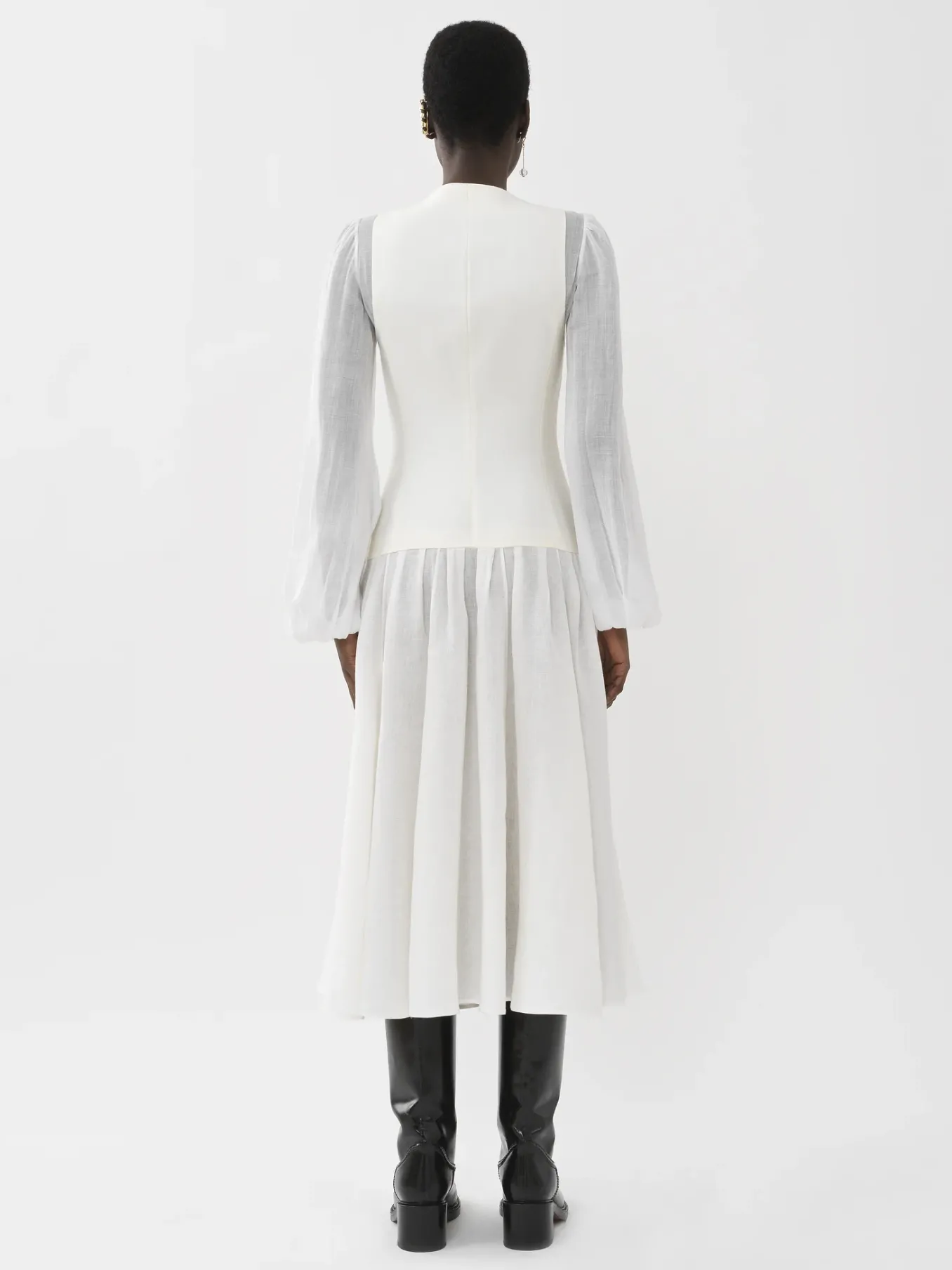 Robes-Chloé Robe Midi Trompe-L'Oeil Iconic Milk