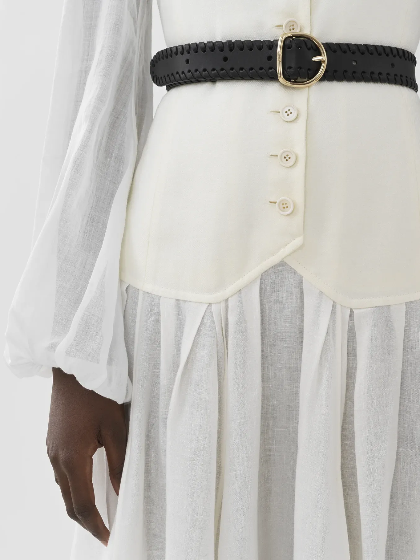 Robes-Chloé Robe Midi Trompe-L'Oeil Iconic Milk