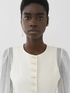 Robes-Chloé Robe Midi Trompe-L'Oeil Iconic Milk
