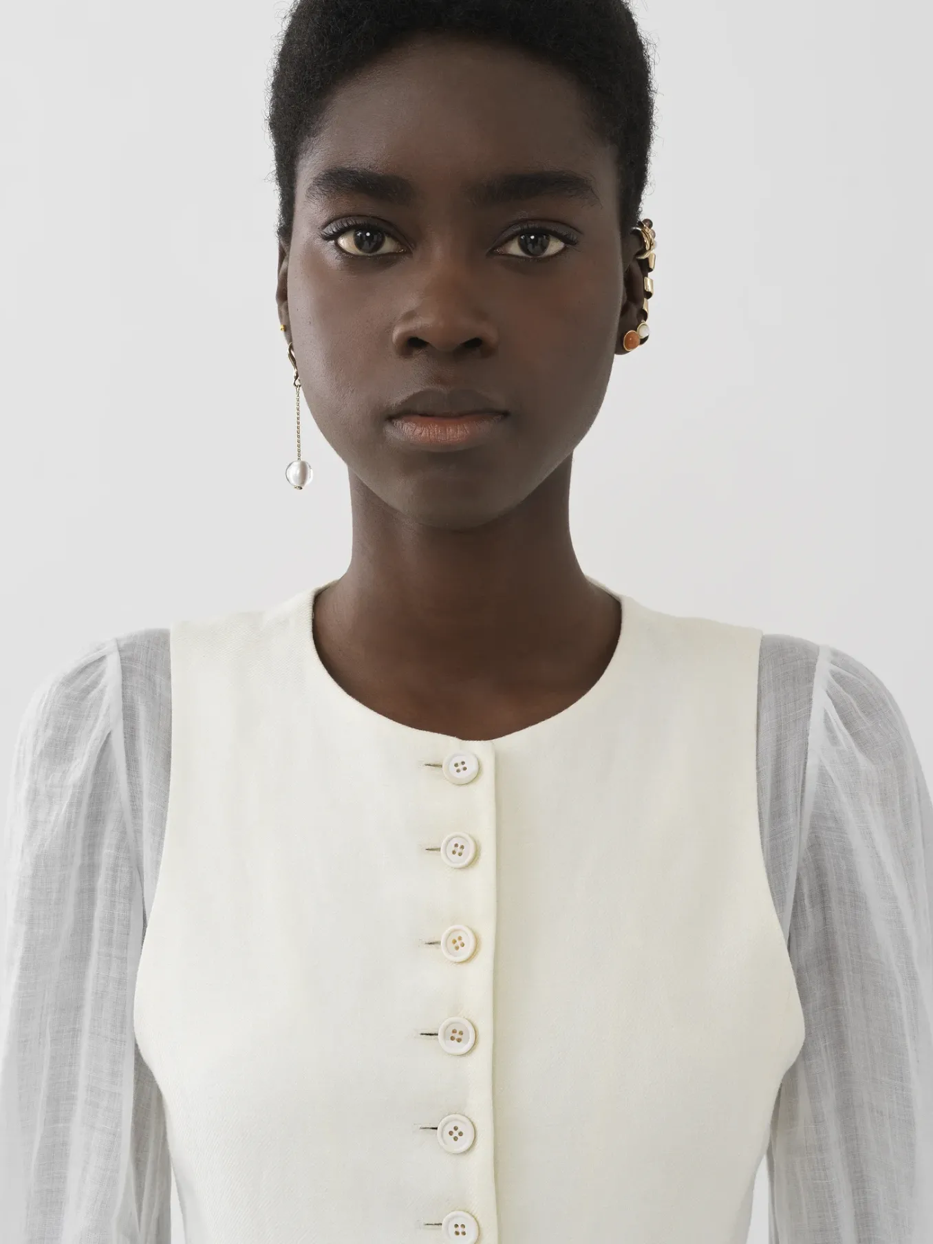 Robes-Chloé Robe Midi Trompe-L'Oeil Iconic Milk
