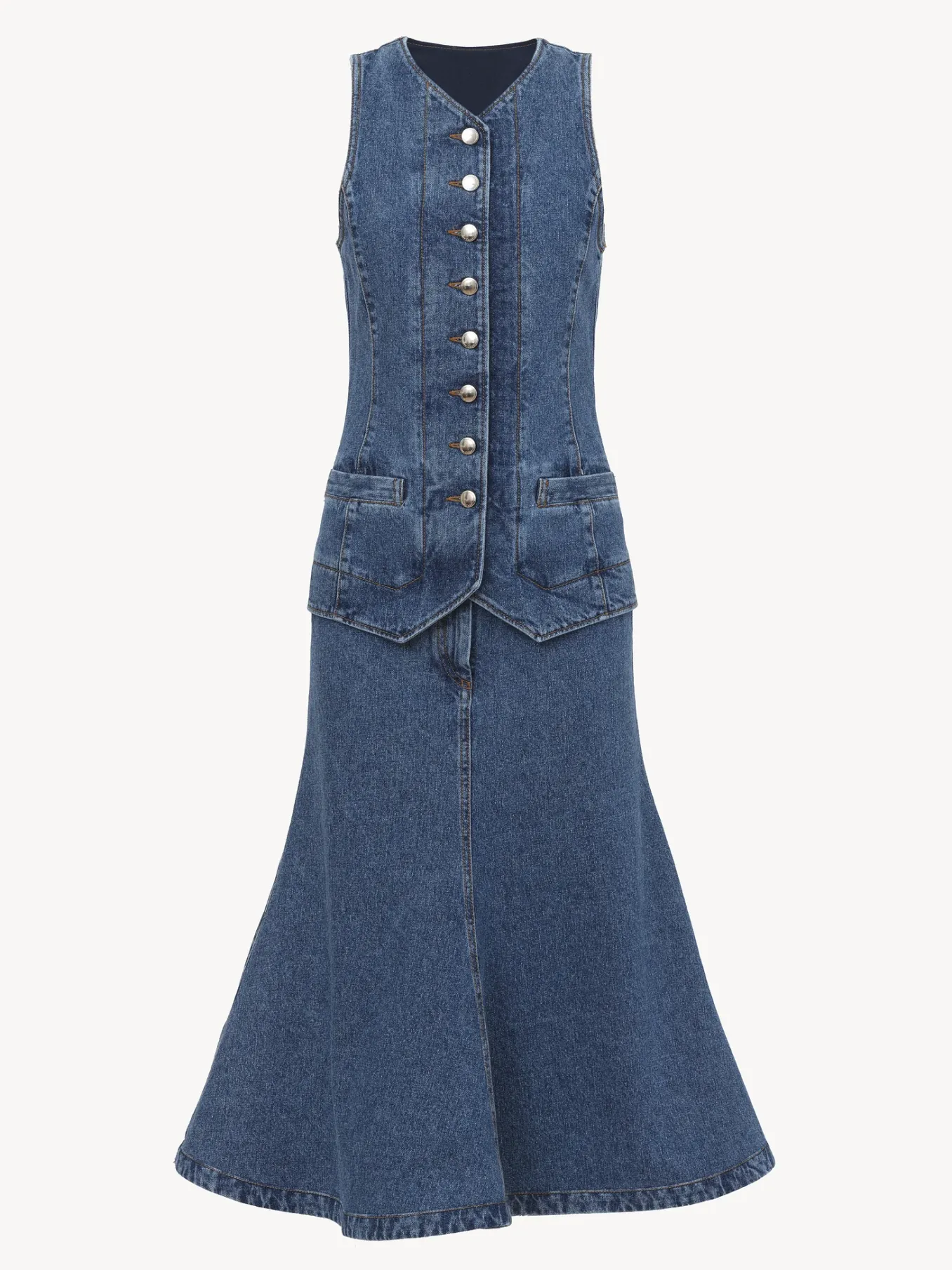 Robes-Chloé Robe Midi Trompe-L'Oeil Dusky Blue