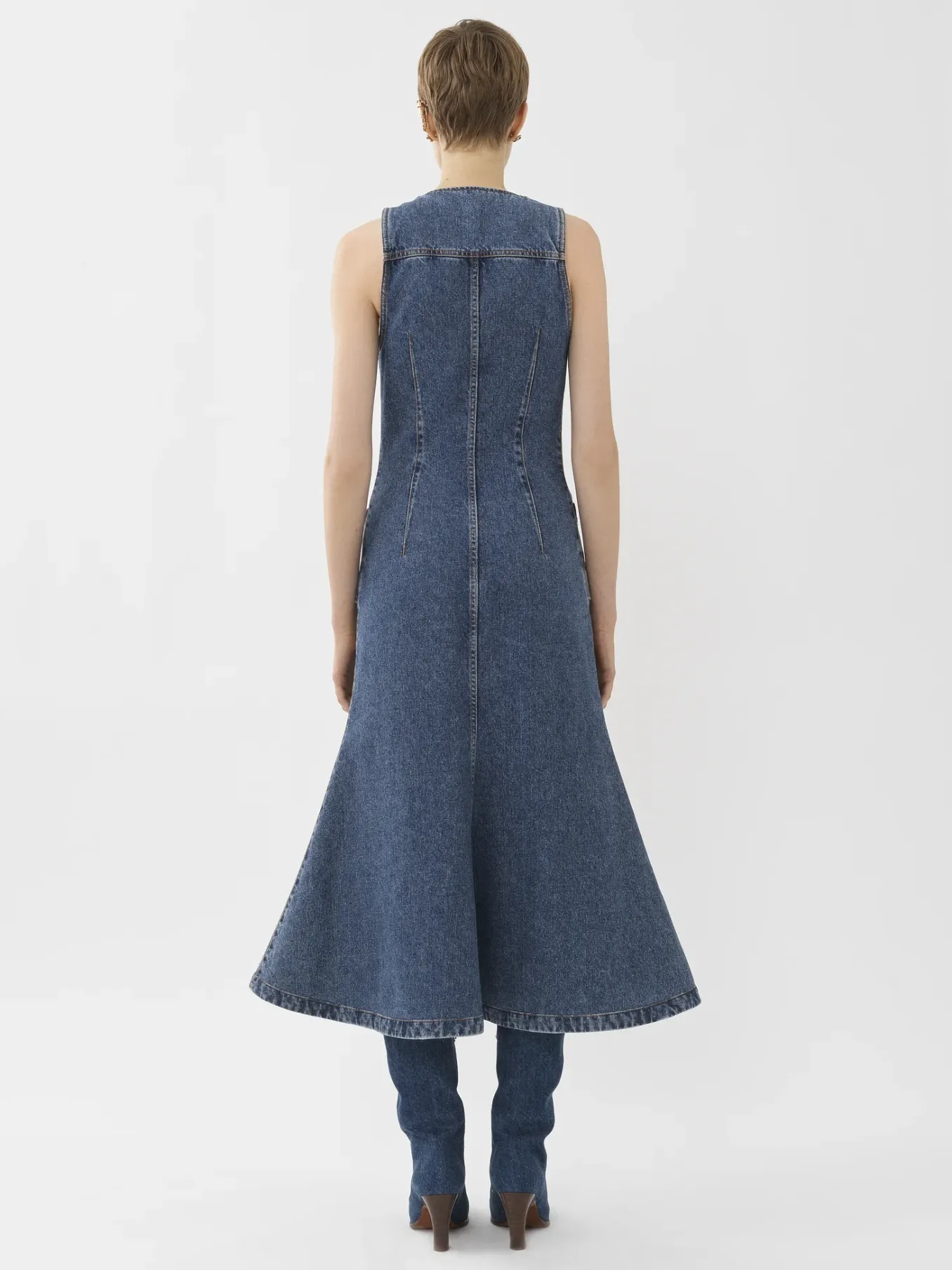 Robes-Chloé Robe Midi Trompe-L'Oeil Dusky Blue
