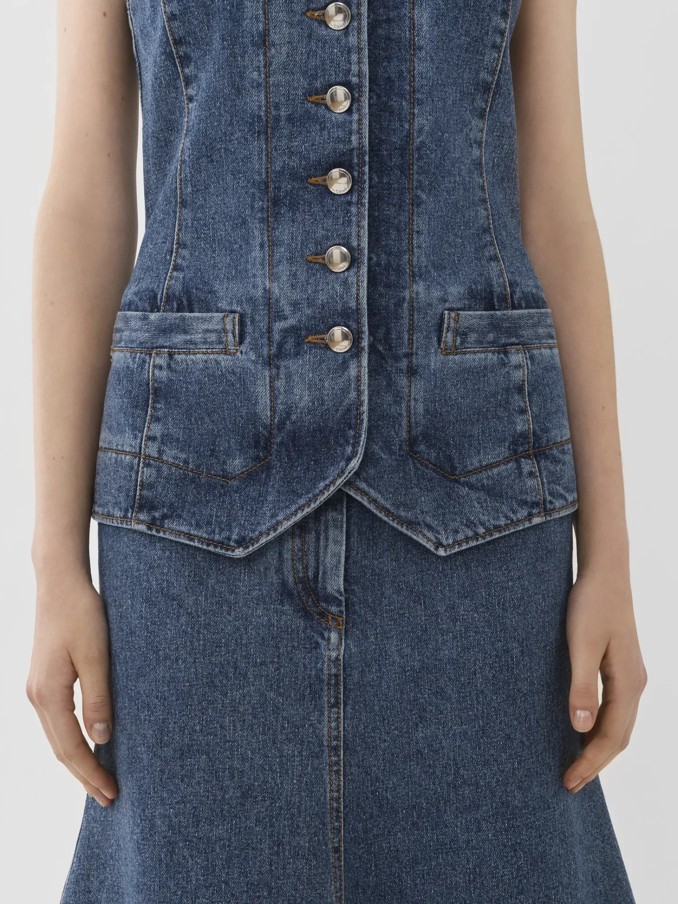 Robes-Chloé Robe Midi Trompe-L'Oeil Dusky Blue