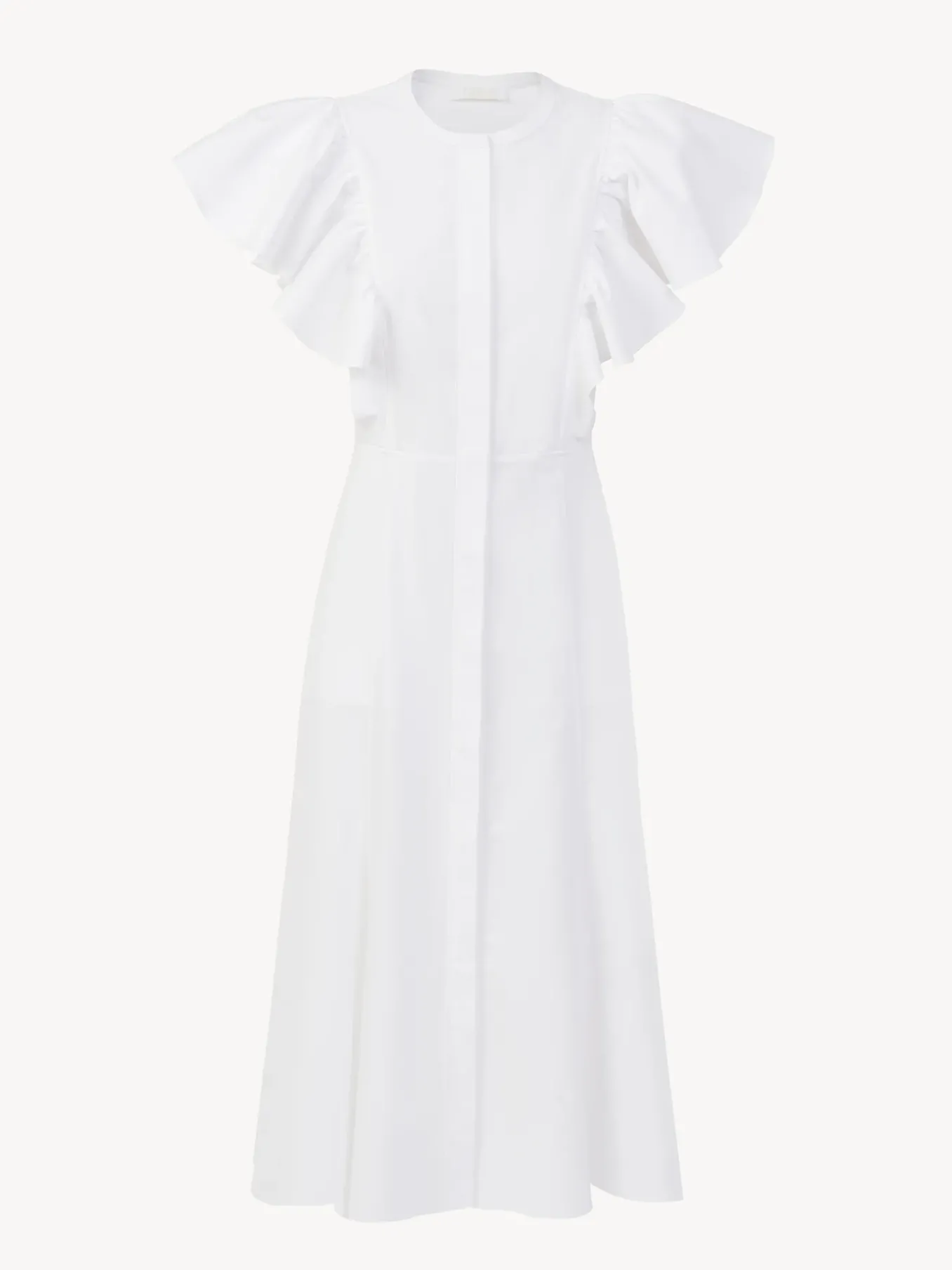 Robes-Chloé Robe Midi Volantee Blanc
