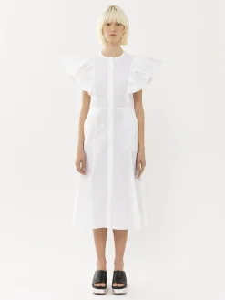 Robes-Chloé Robe Midi Volantee Blanc