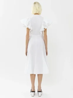 Robes-Chloé Robe Midi Volantee Blanc