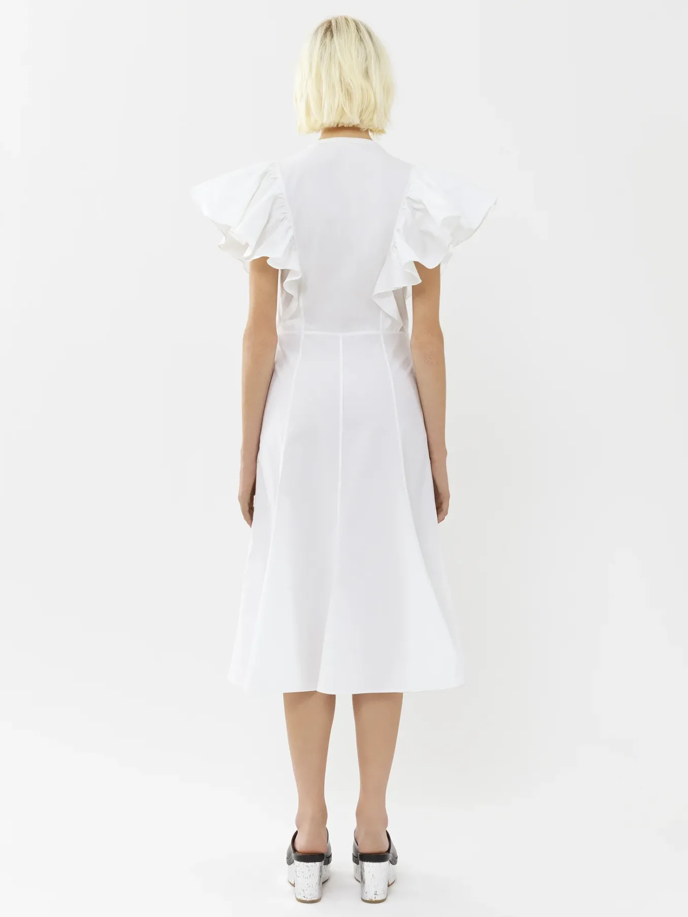 Robes-Chloé Robe Midi Volantee Blanc